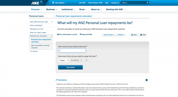 ANZ - Personal loan up to